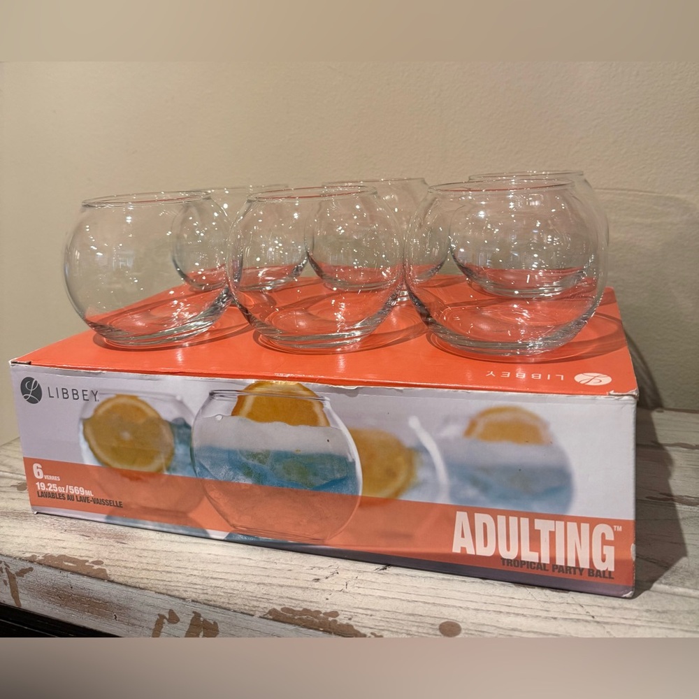 Libbey Adulting Tropical Party Ball Glass Set of 6